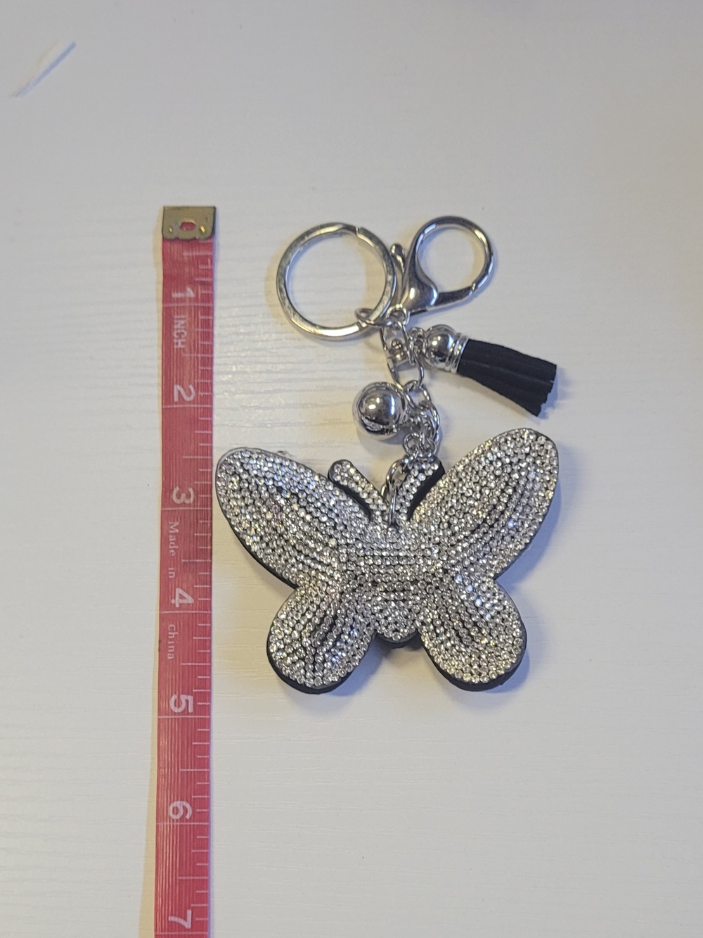 Moonstone Rhinestone Butterfly Keychain Charm